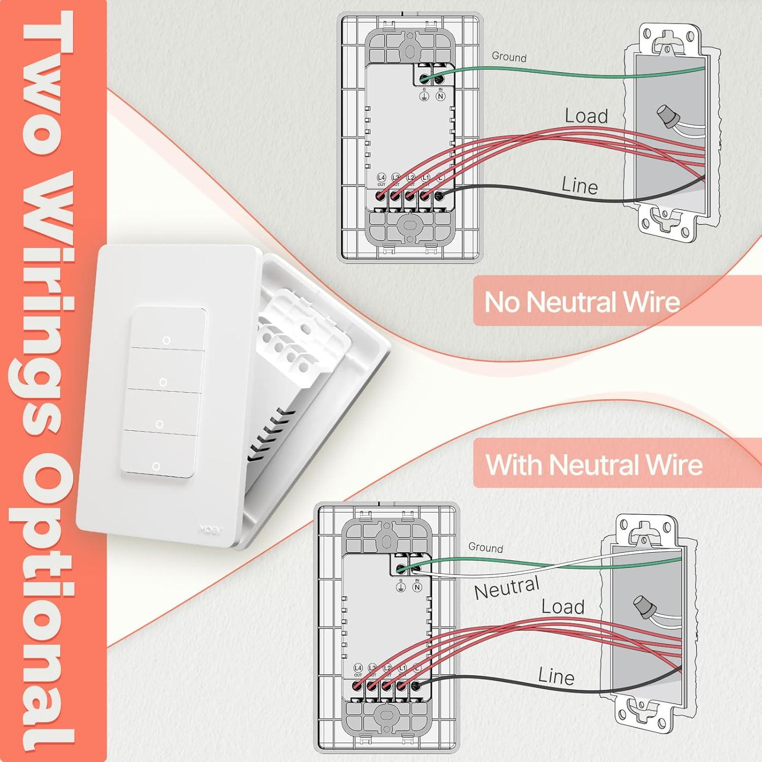 Interruptor Inteligente MOES Zigbee 1 Espacio Blanco Sin Neutro
