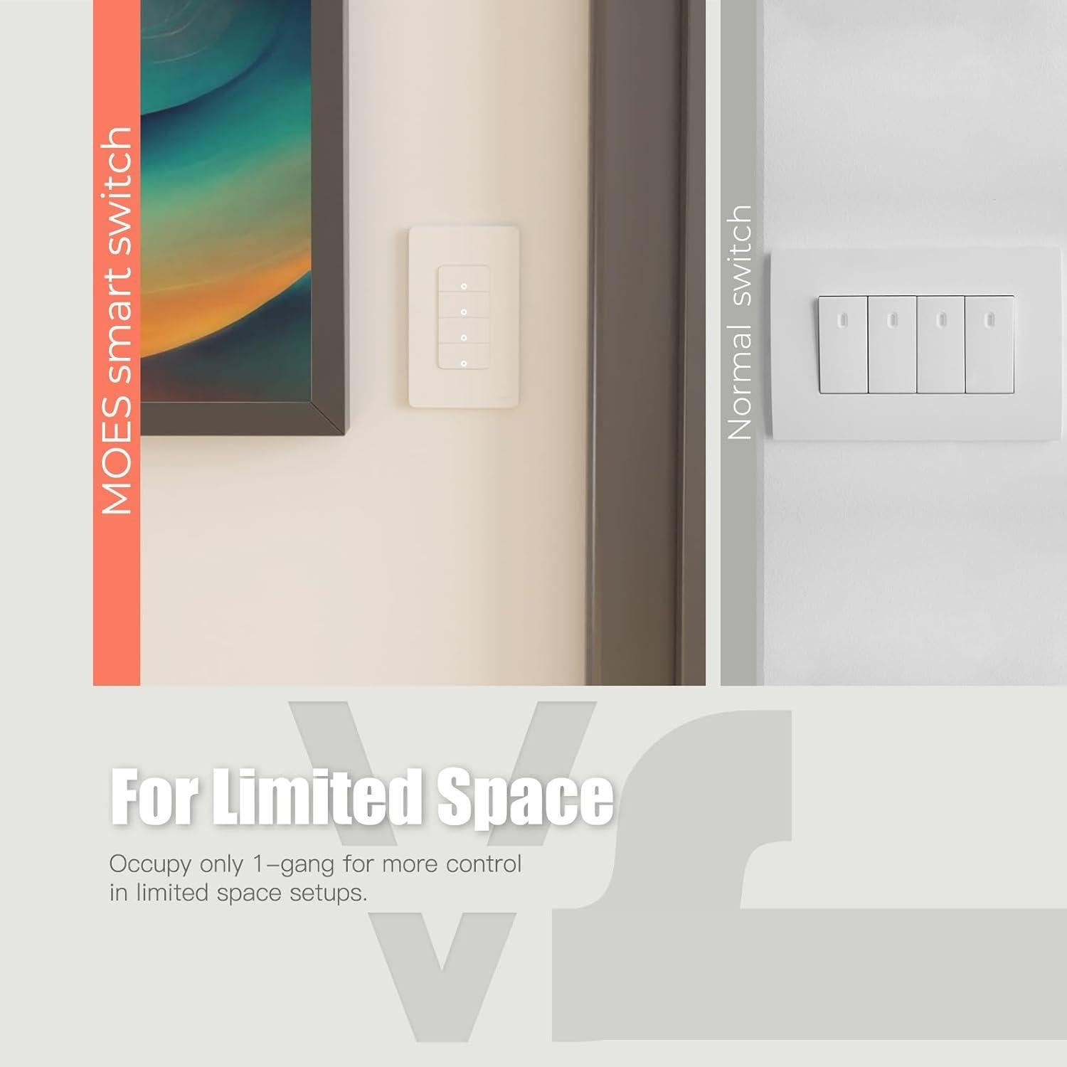 Interruptor Inteligente MOES Zigbee 1 Espacio Blanco Sin Neutro