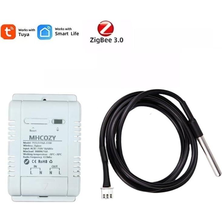 Controlador de Temperatura Zigbee MHCOZY 16A con Sonda Impermeable