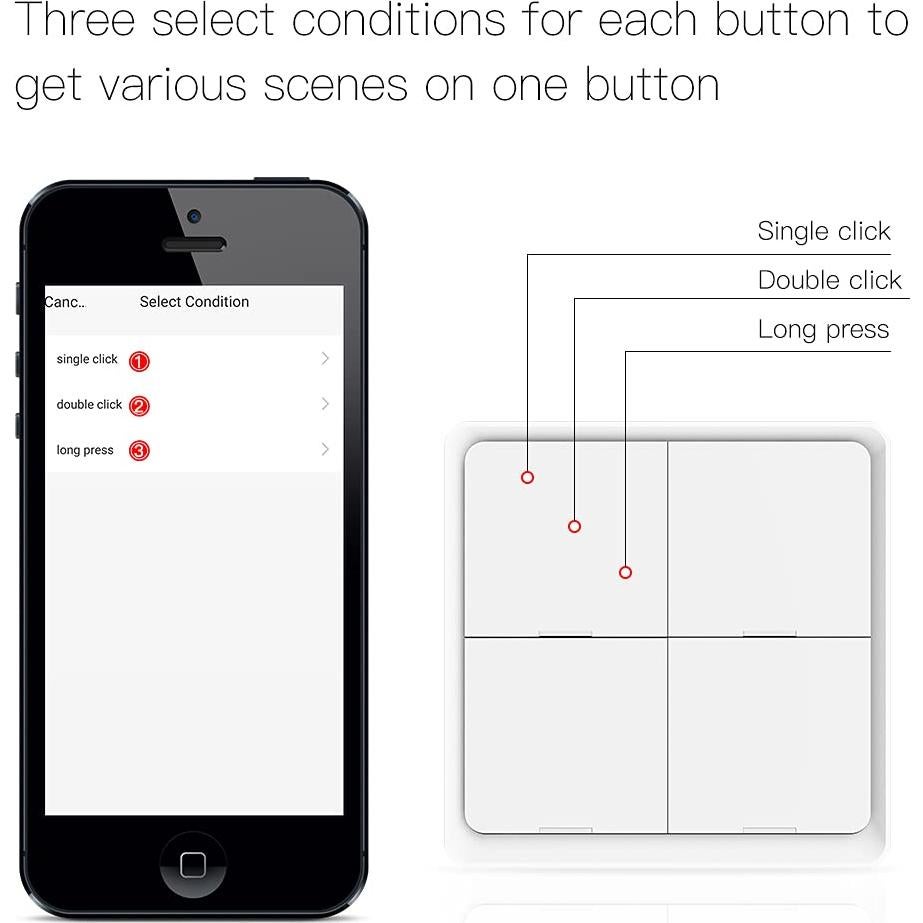 Interruptor de Escena Inteligente Inalámbrico MOES 4 Gang Blanco