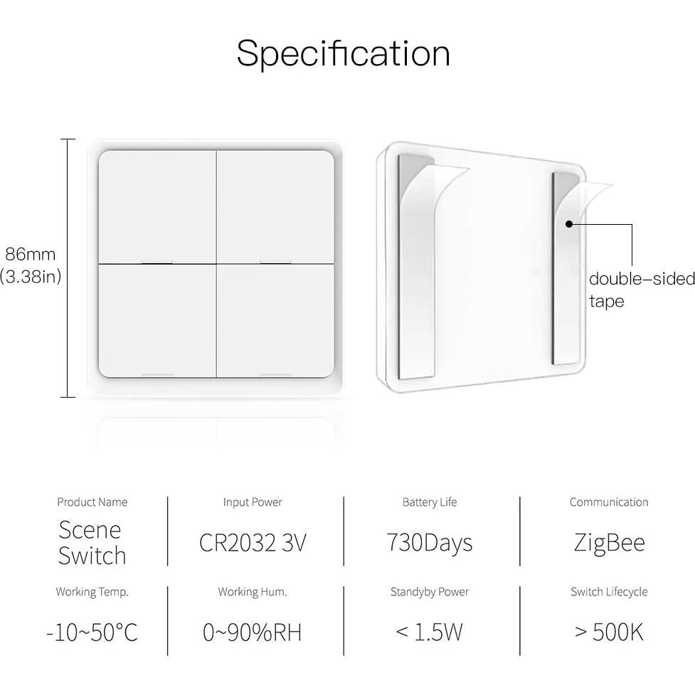 Interruptor de Escena Inteligente Inalámbrico MOES 4 Gang Blanco