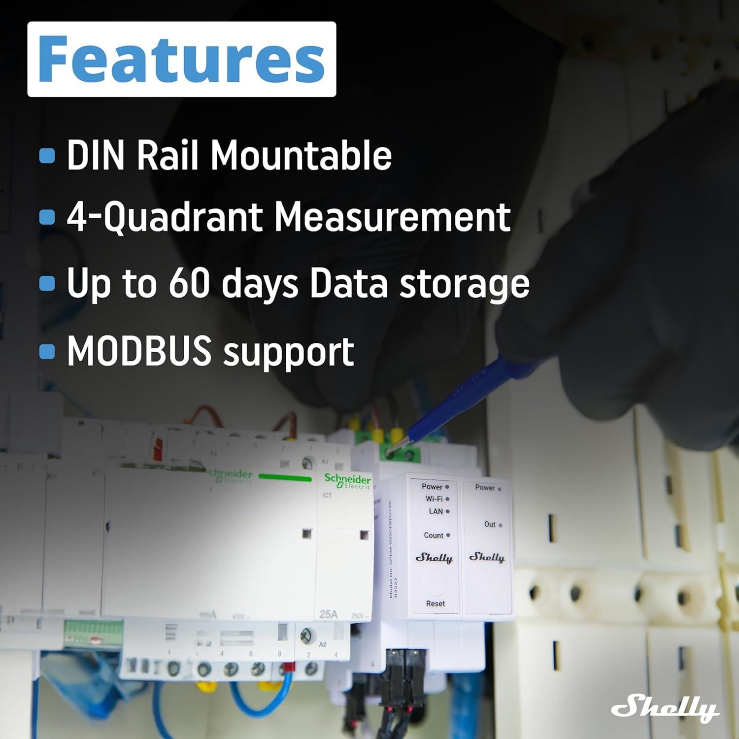 Medidor de Energía Shelly Pro 3EM 3CT 63 - Wi-Fi y LAN