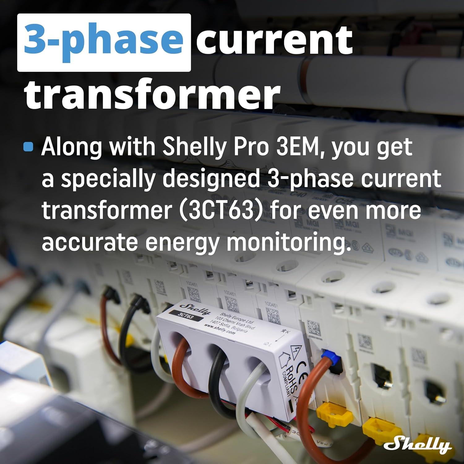 Medidor de Energía Shelly Pro 3EM 3CT 63 - Wi-Fi y LAN