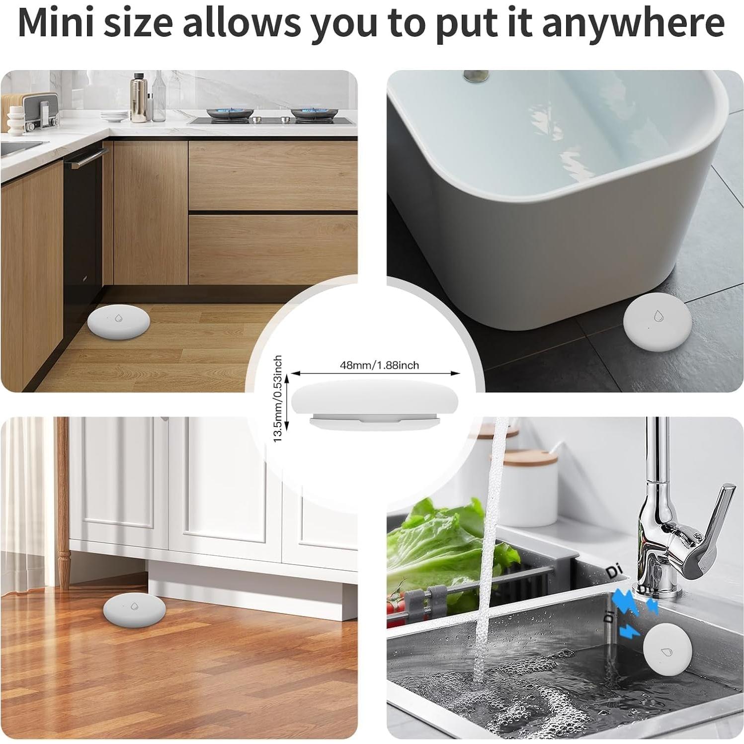 Sensor de Agua WiFi RSH WL08 4-Pack Alarma Fugas 110dB