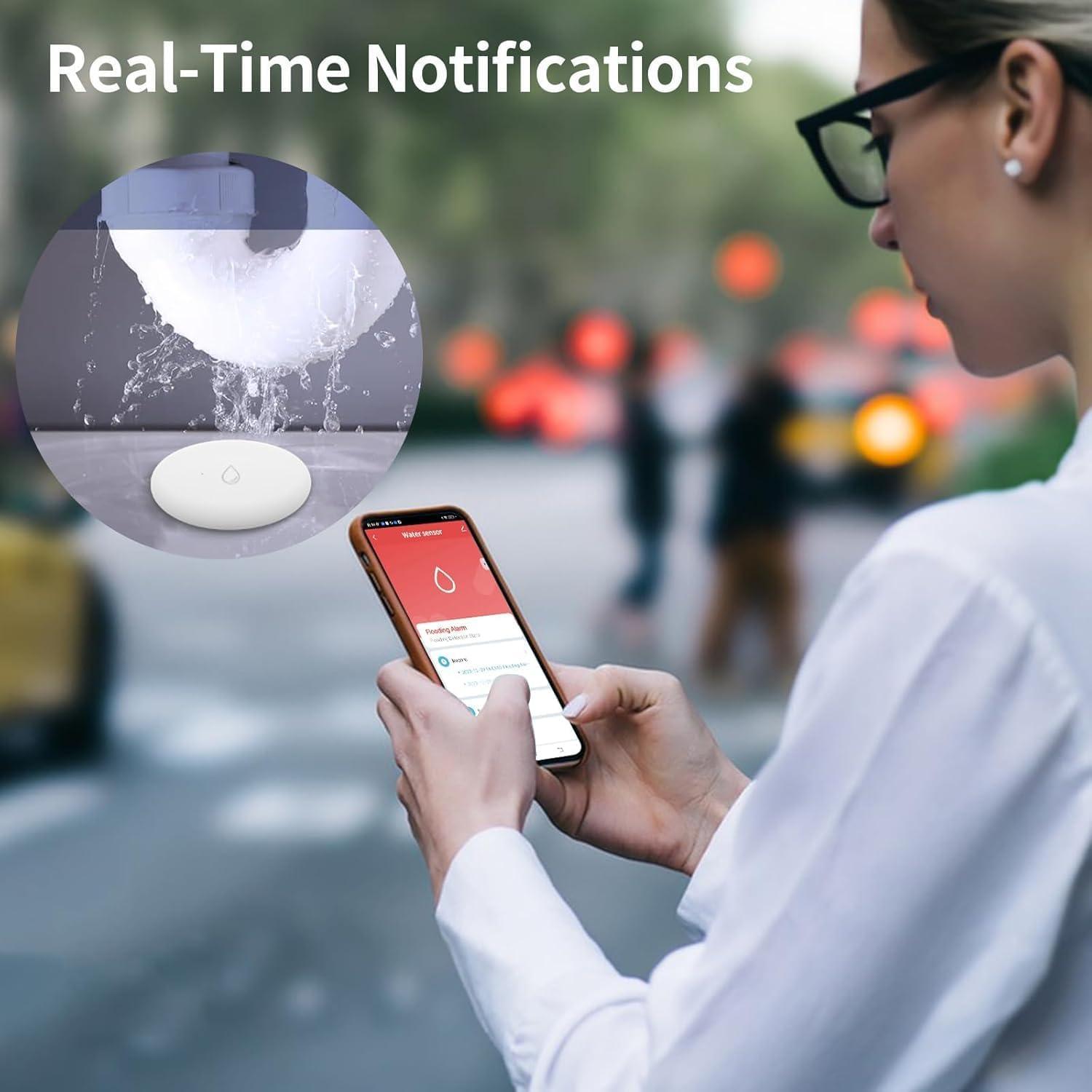 Sensor de Agua WiFi RSH WL08 4-Pack Alarma Fugas 110dB