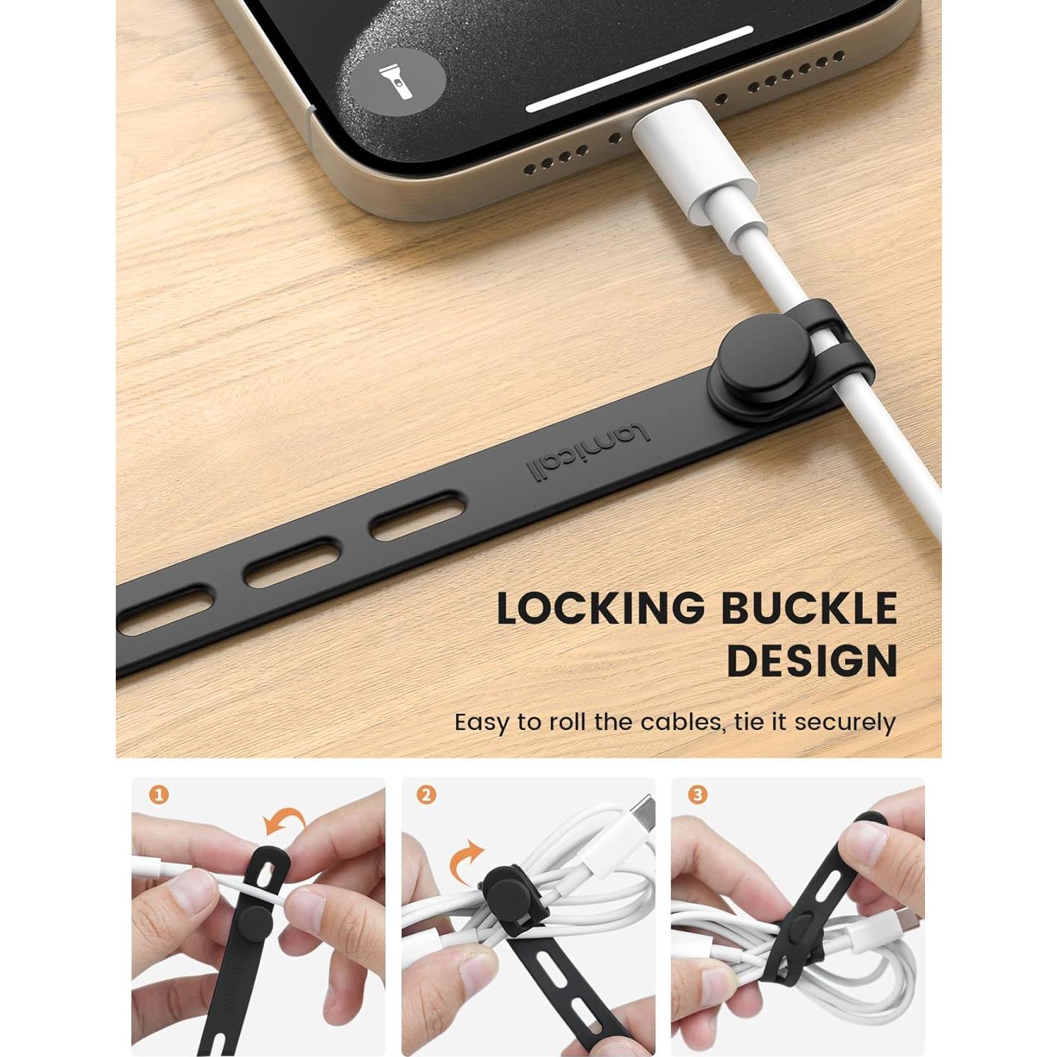 10Pack Correas de Silicona Lamicall para Organizar Cables