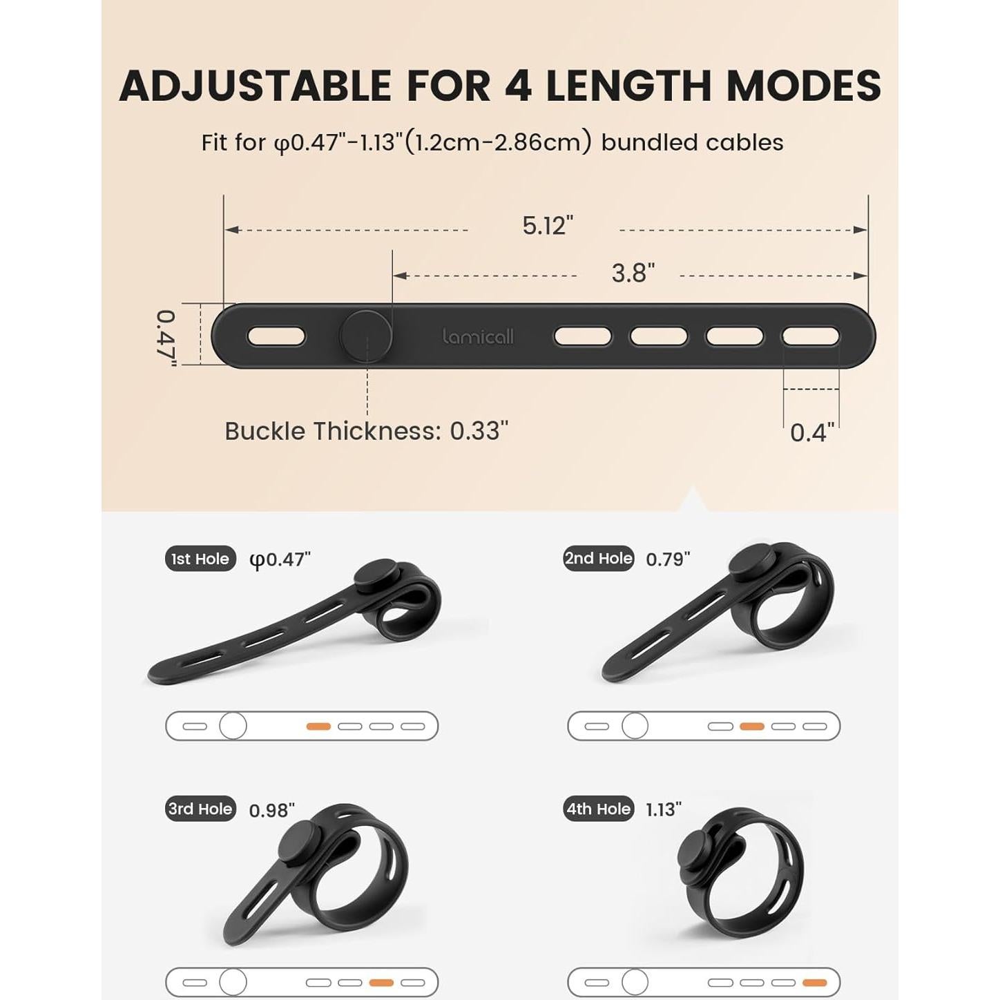 10Pack Correas de Silicona Lamicall para Organizar Cables