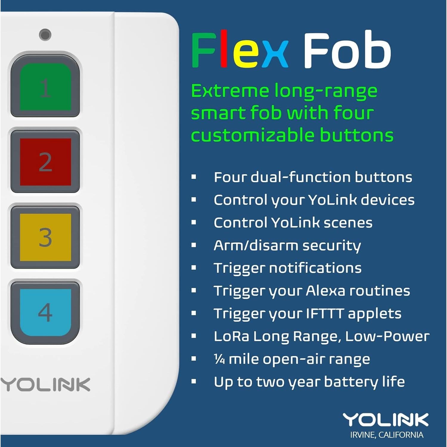 Mando Inteligente YoLink FlexFob 4 Botones, Control Alexa e IFTTT