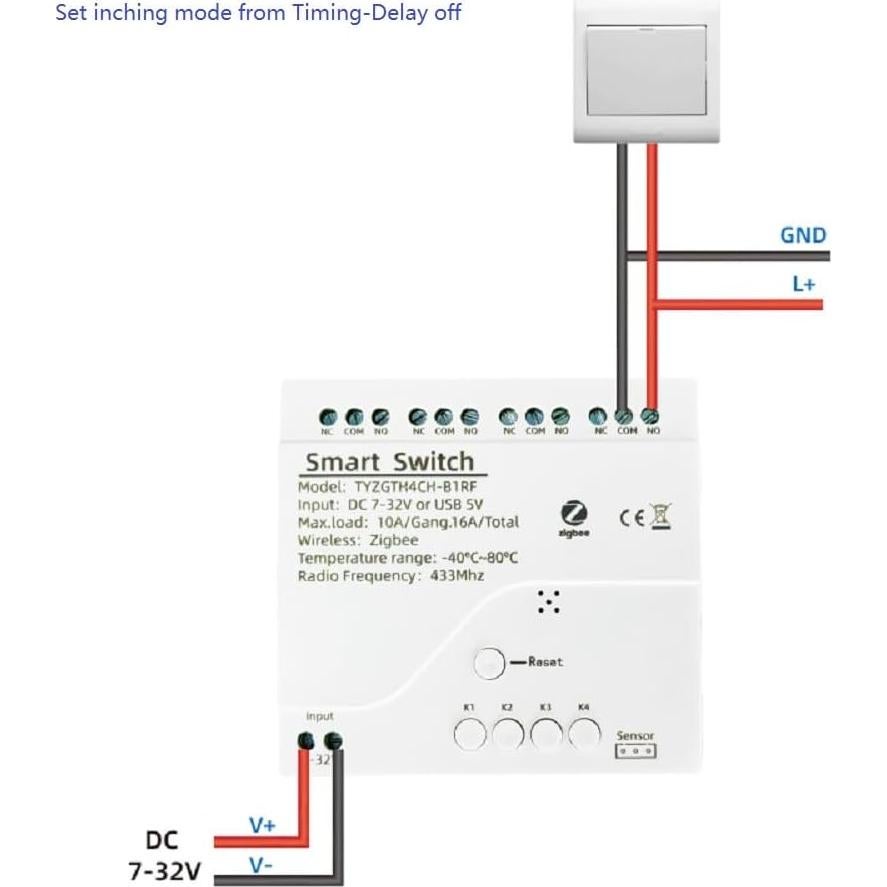 Controlador de Temperatura Zigbee MHCOZY 4 Canales 12V