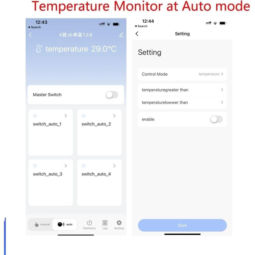 Controlador de Temperatura Zigbee MHCOZY 4 Canales 12V