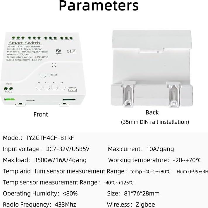 Controlador de Temperatura Zigbee MHCOZY 4 Canales 12V