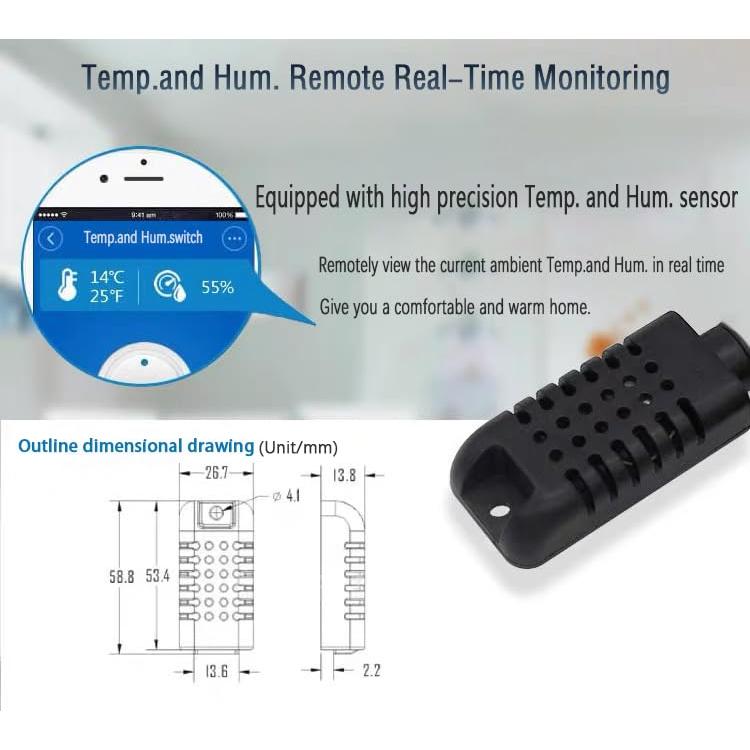 Sensor Zigbee 16A Yitouniu | Control de Temperatura y Humedad
