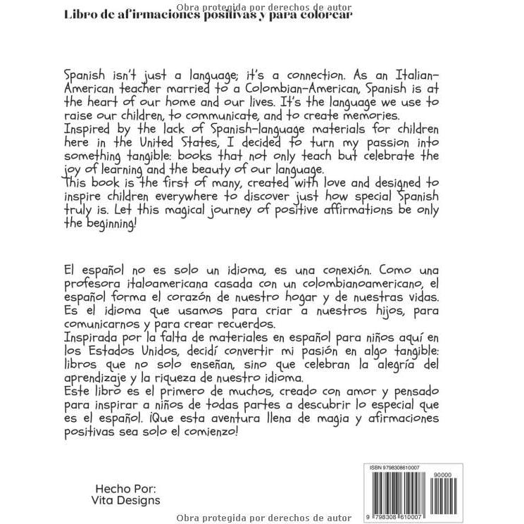 Libro de afirmaciones positivas: para colorear (Spanish Edition)