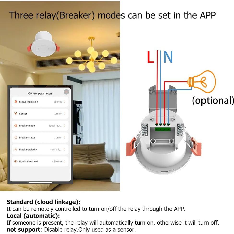 Sensor de Presencia WenzhiIoT Zigbee 24GHz Radar 10m