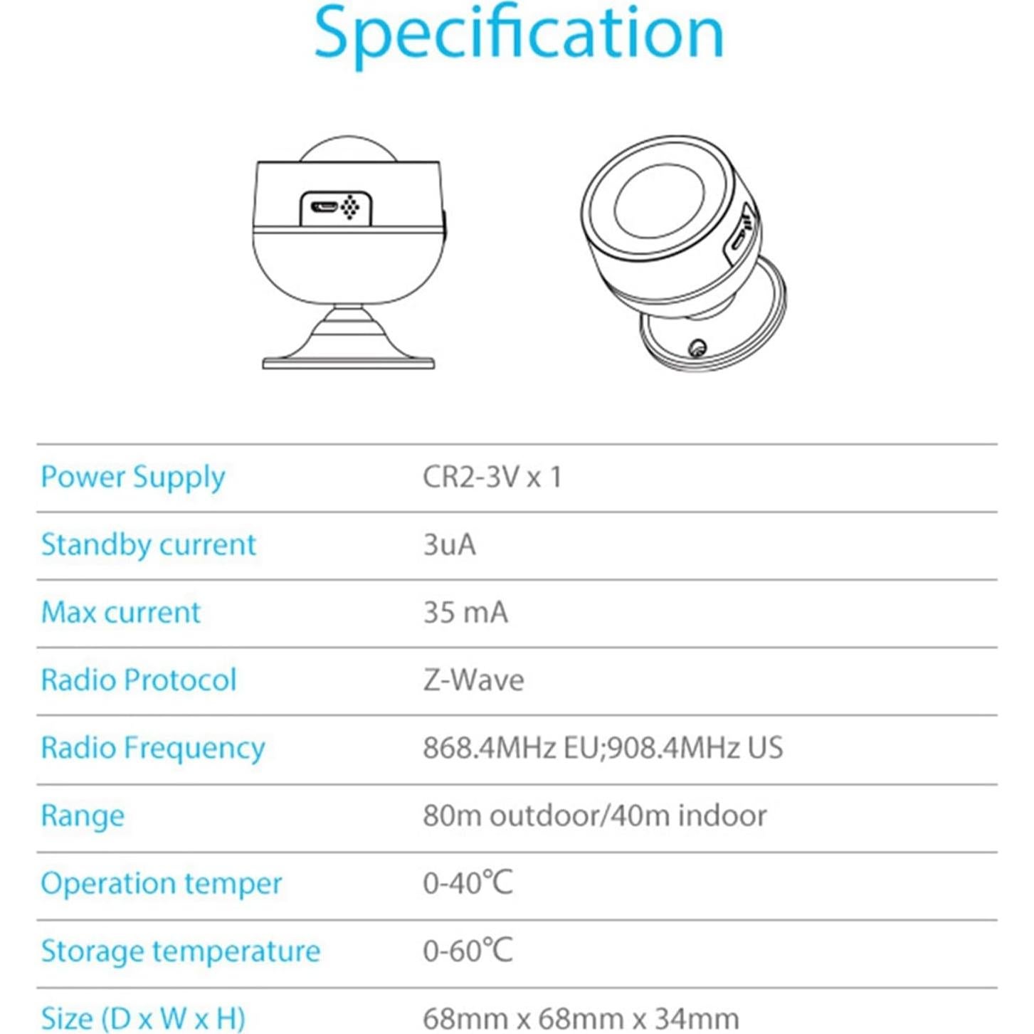 Detector de Movimiento PIR Baglaum 2X Z-Wave Plus 868.4MHz