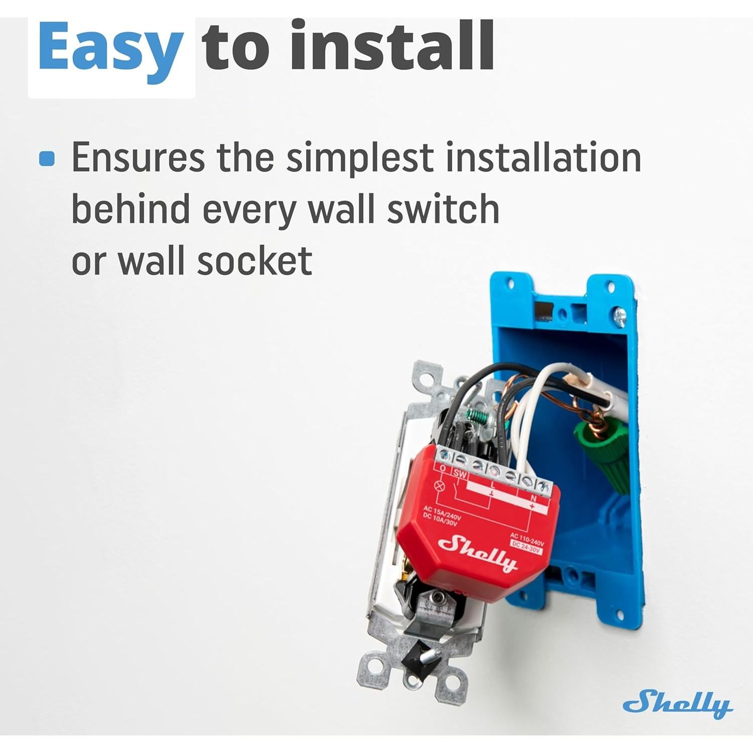 Relé inteligente Shelly Wave 1PM US LR Z-Wave 15A 1 canal