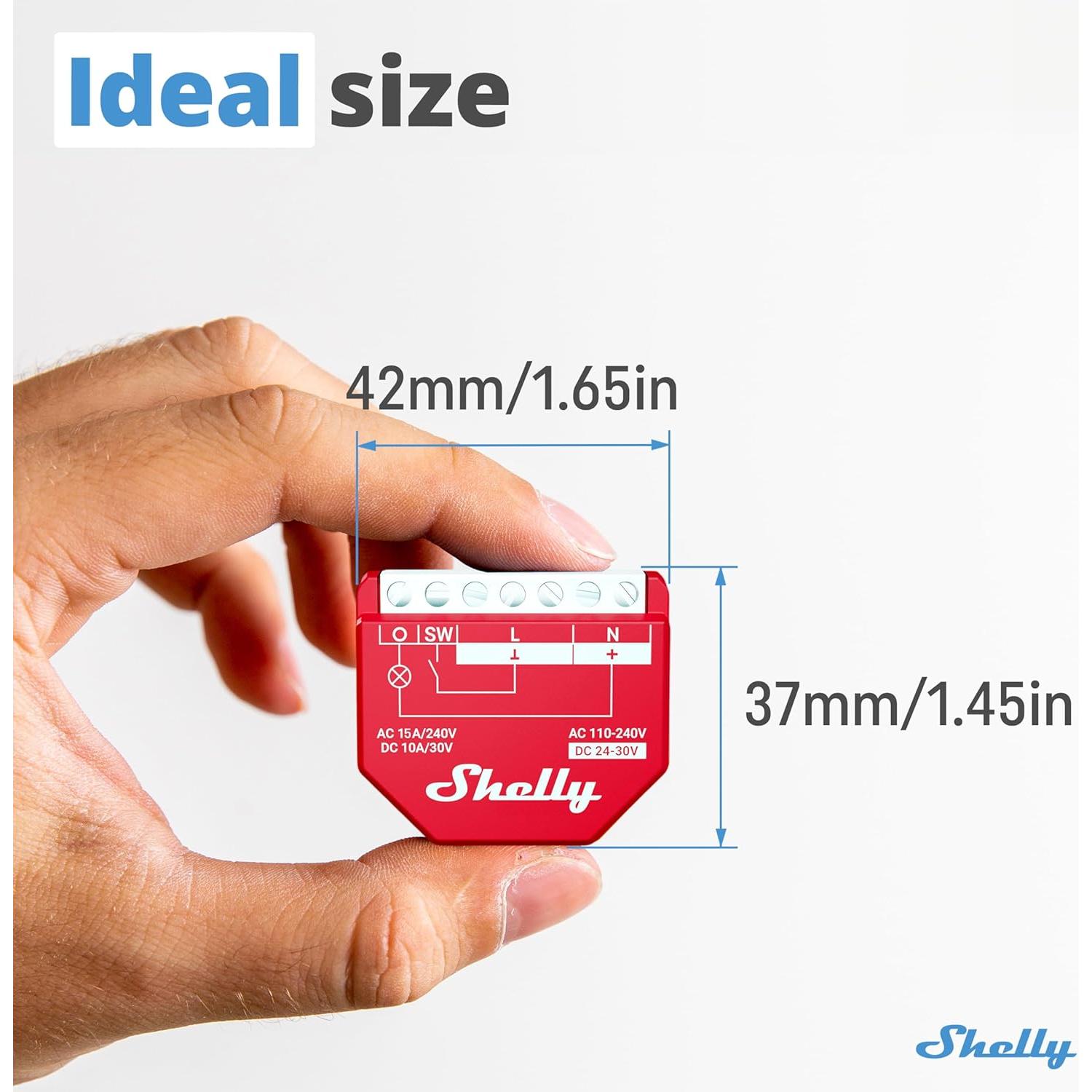 Relé inteligente Shelly Wave 1PM US LR Z-Wave 15A 1 canal