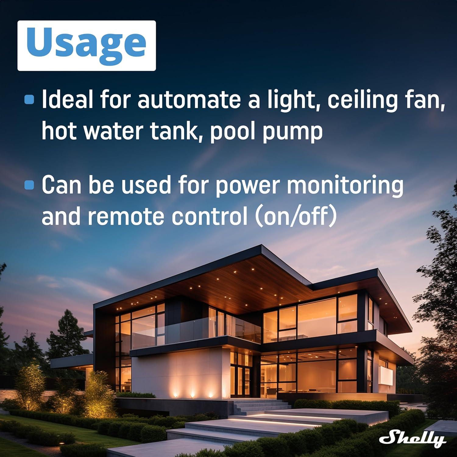 Relé inteligente Shelly Wave 1PM US LR Z-Wave 15A 1 canal