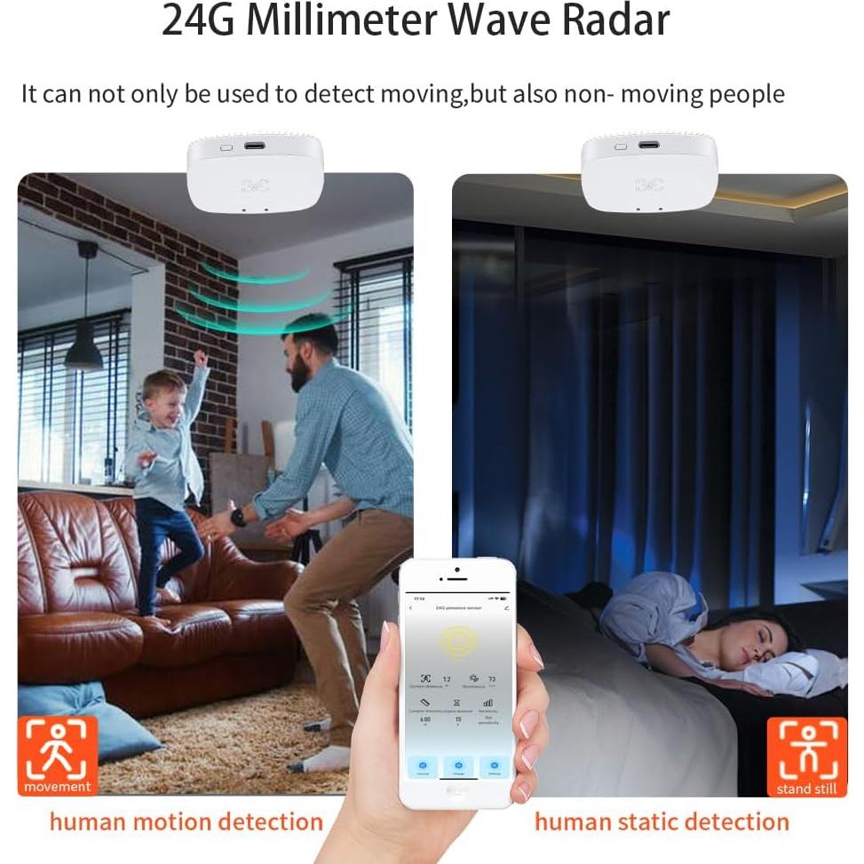 Sensor de Presencia Humana Haozee Zigbee 24G Cableado 9.75m