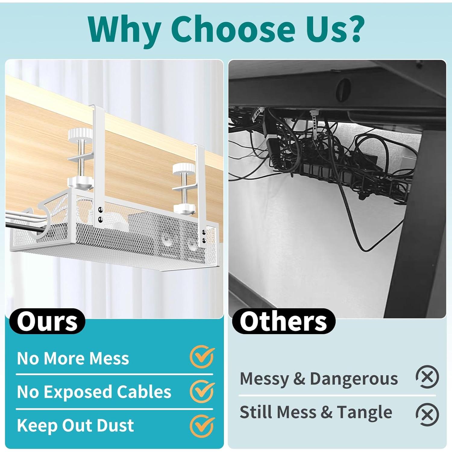 Bandeja de gestión de cables Kaiferty 2 paquetes blanca