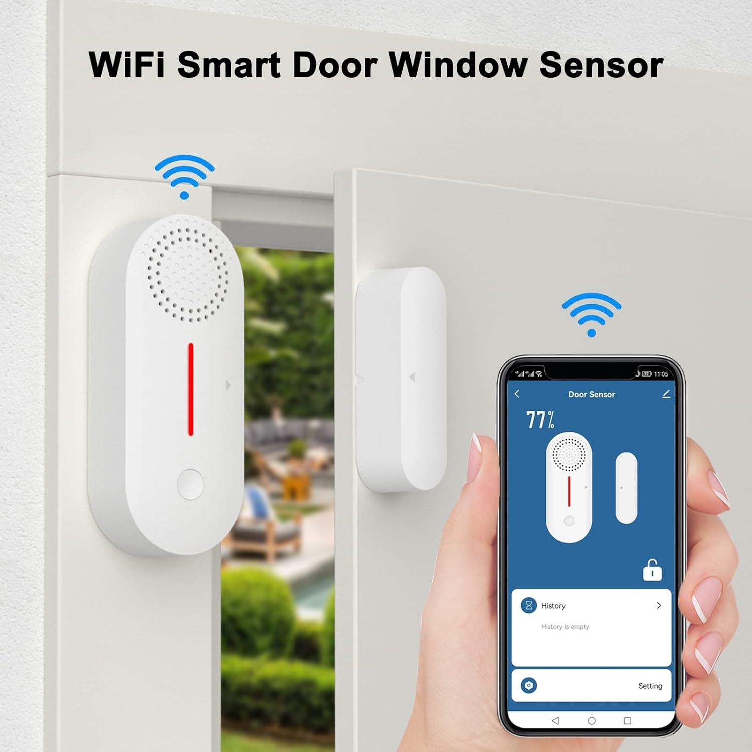 Sensor de Puerta Inteligente Zecamin DS-Voice 04, Alarma WiFi