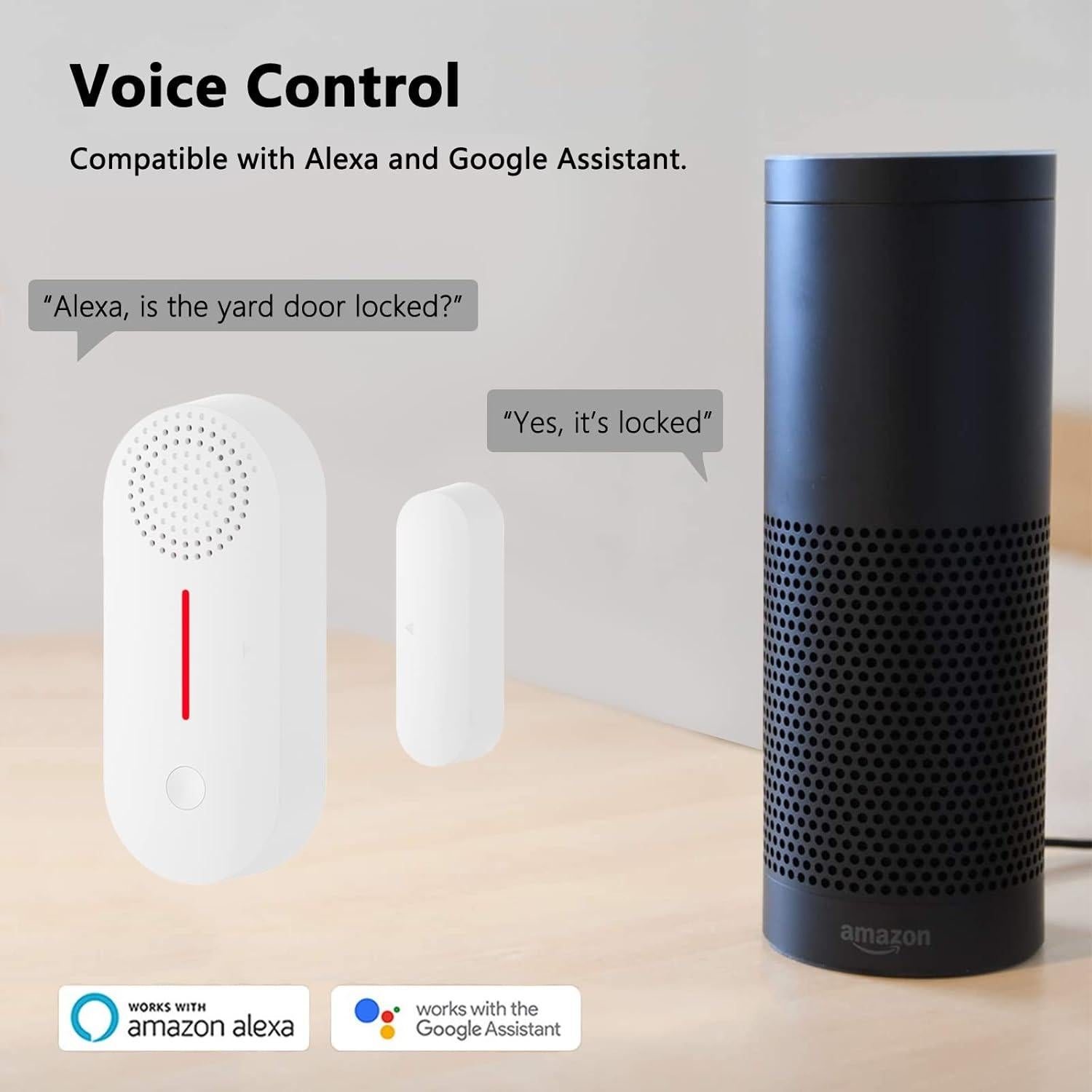 Sensor de Puerta Inteligente Zecamin DS-Voice 04, Alarma WiFi