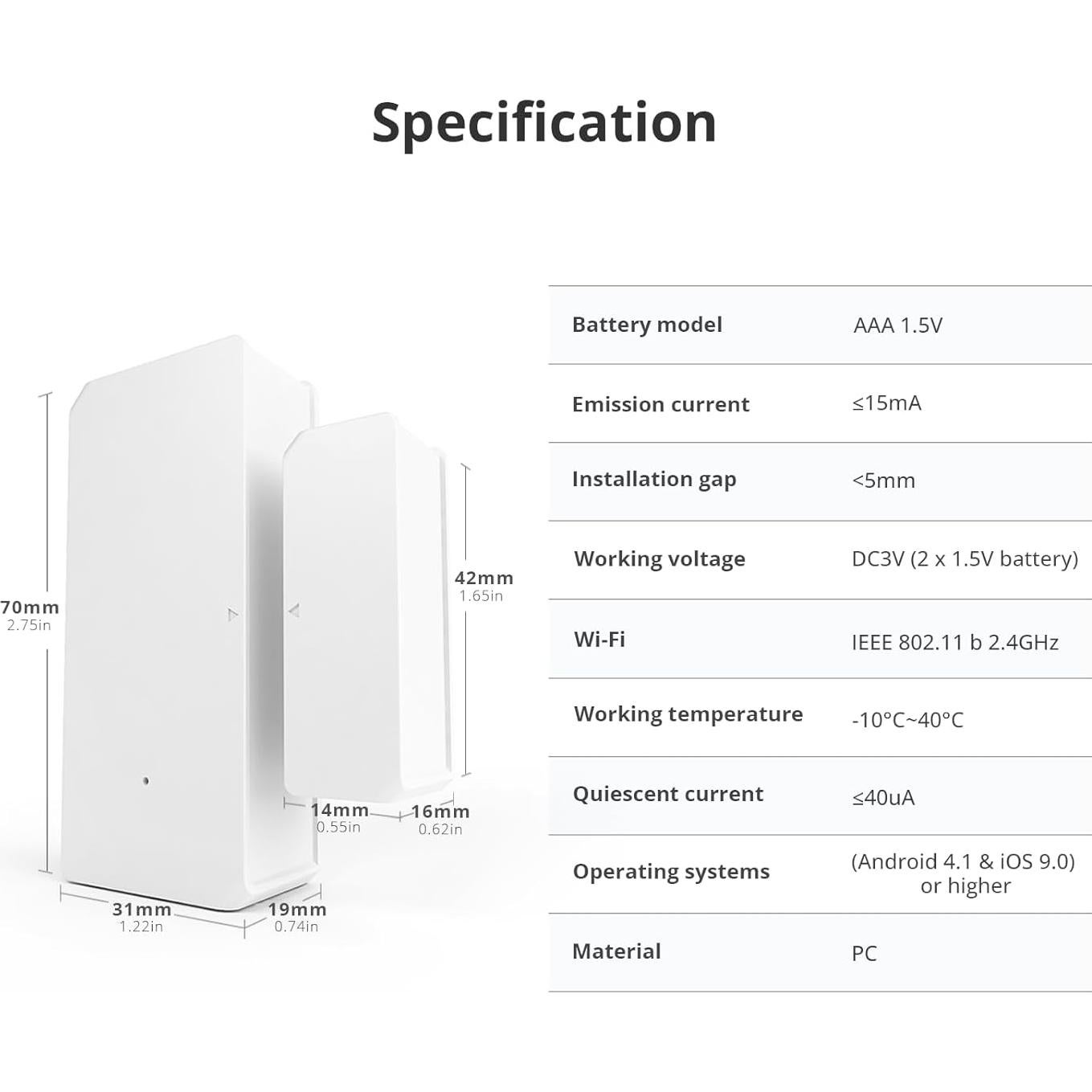 Sensor Inalámbrico de Puerta y Ventana SONOFF DW2 Wi-Fi