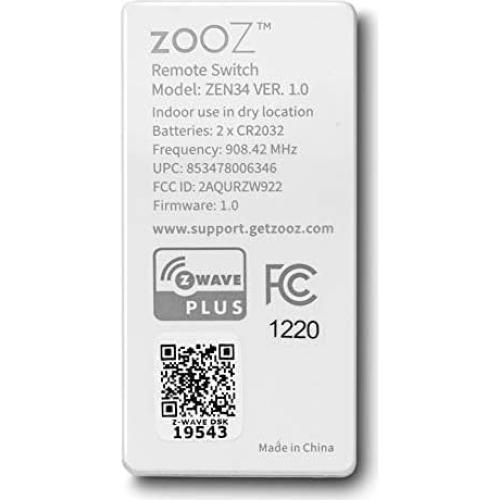 Control Remoto Z-Wave Plus Zooz ZEN34 Batería Blanco