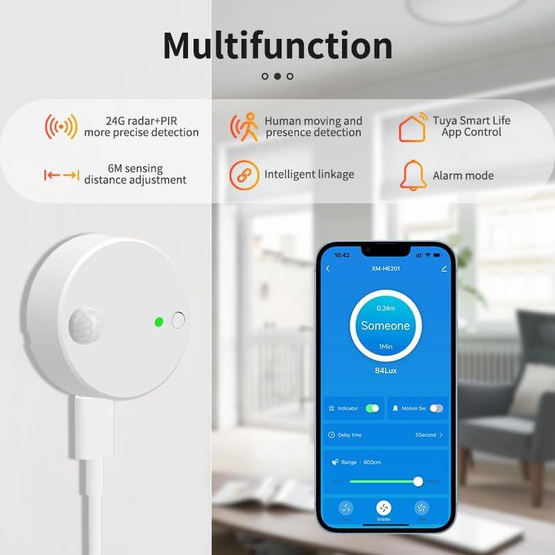 Sensor de Movimiento Humano XiuMii HE201, Control App Tuya