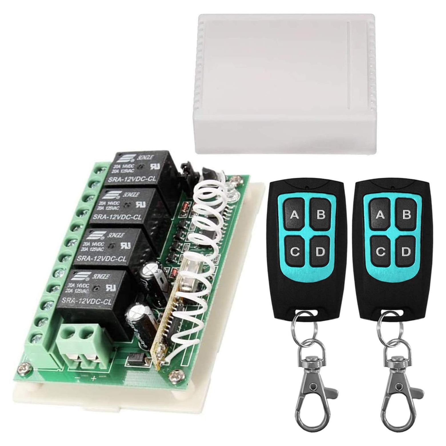 Interruptor Remoto Inalámbrico Aubric 12V 4 Canales Control