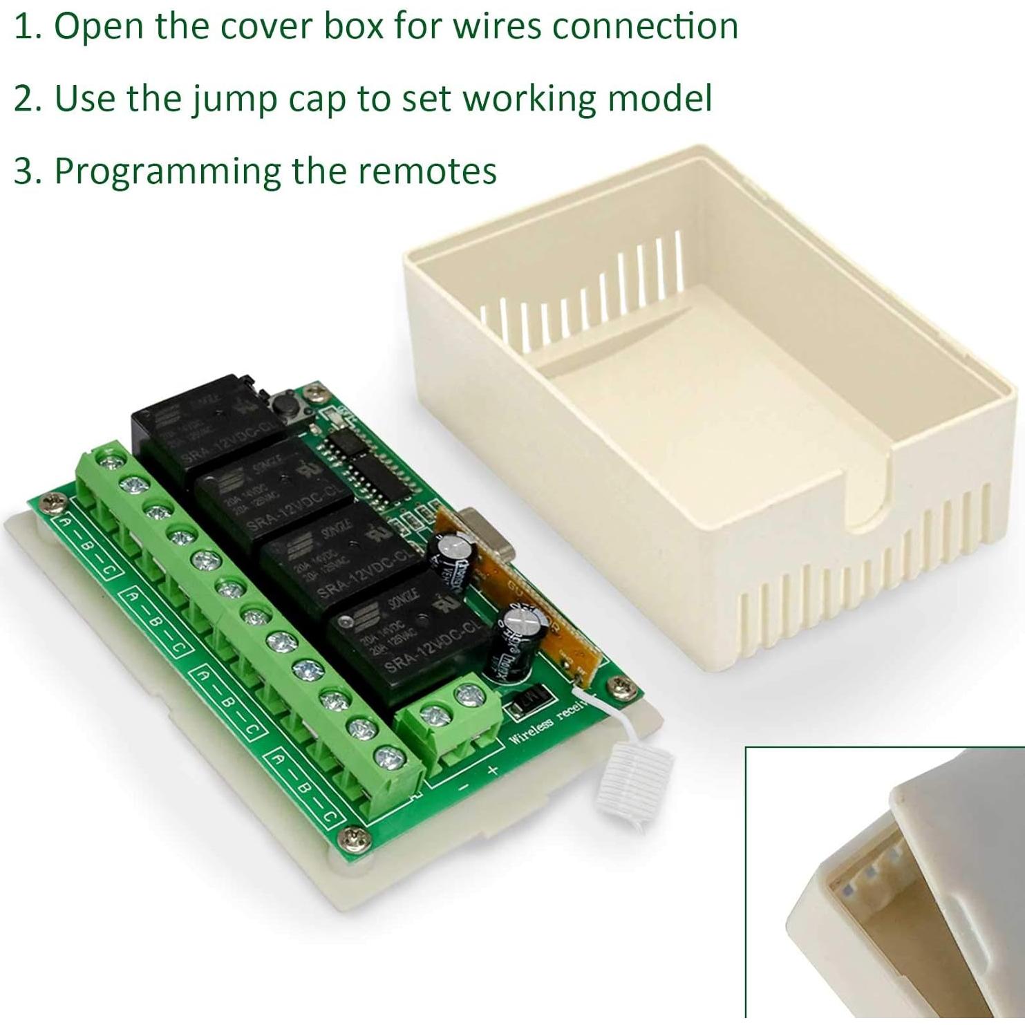Interruptor Remoto Inalámbrico Aubric 12V 4 Canales Control