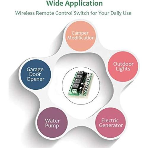 Interruptor Remoto Inalámbrico Aubric 12V 4 Canales Control