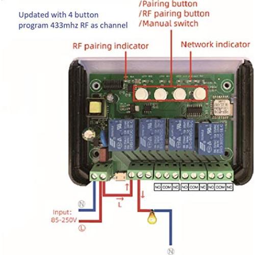 Interruptor de Relé Inteligente WiFi 4 Canales eWelink 120V