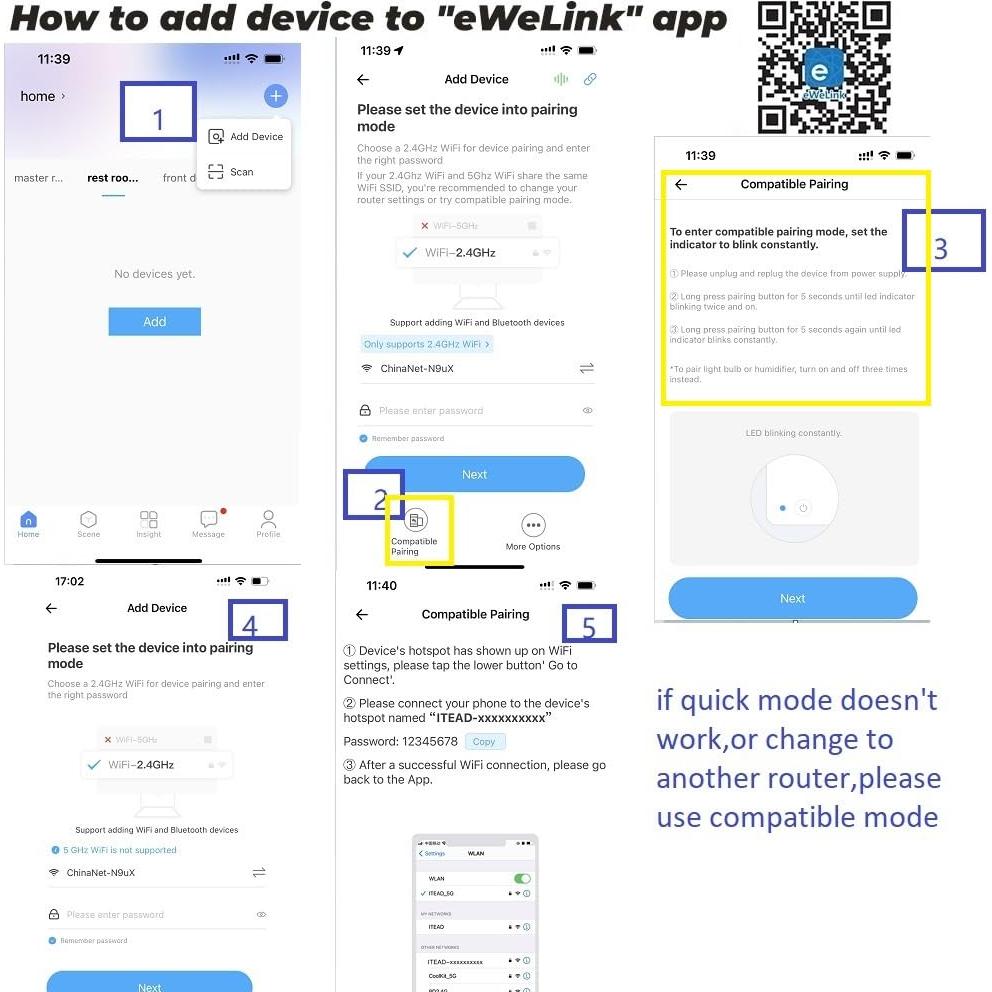 Interruptor de Relé Inteligente WiFi 4 Canales eWelink 120V