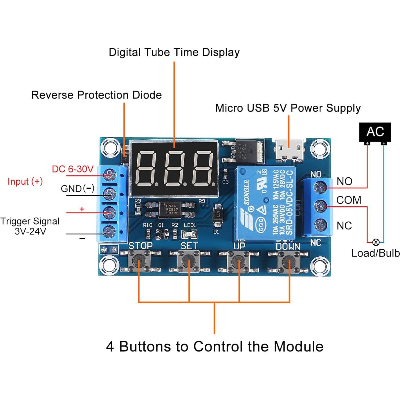Módulo de Relé Temporizador Programable D-FLIFE DC 6-30V