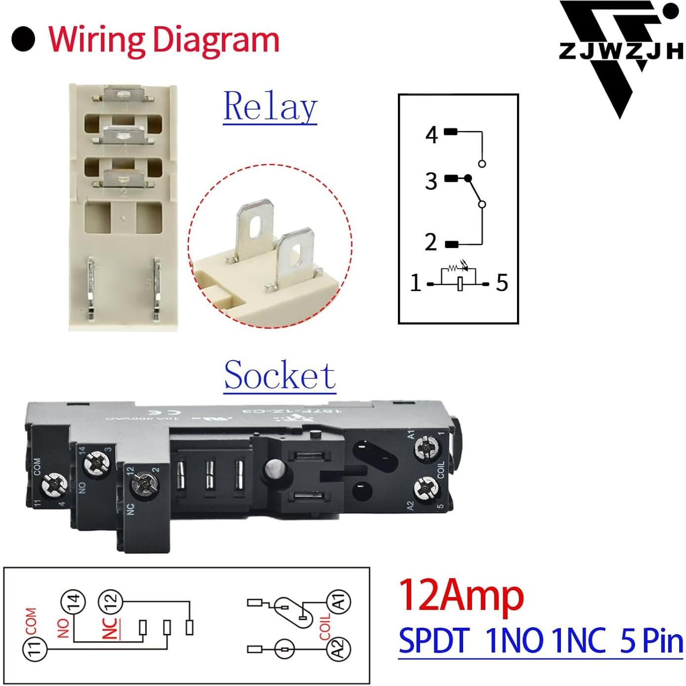 Relé de Potencia Electromagnético ZJWZJH 12A 110V con Luz LED