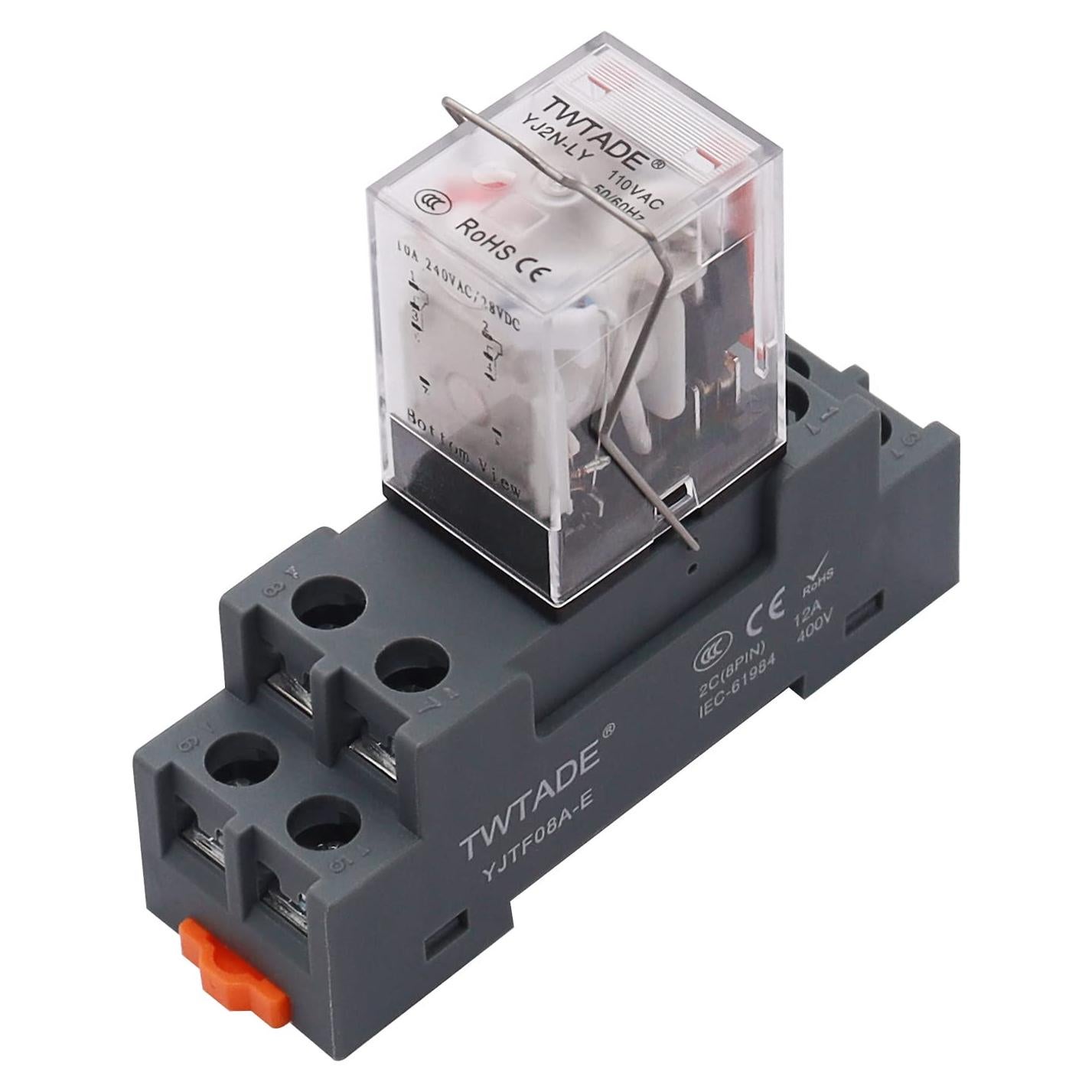 Relé Electromagnético TWTADE YJ2N-LY 10A AC 110V 8 Pines DPDT
