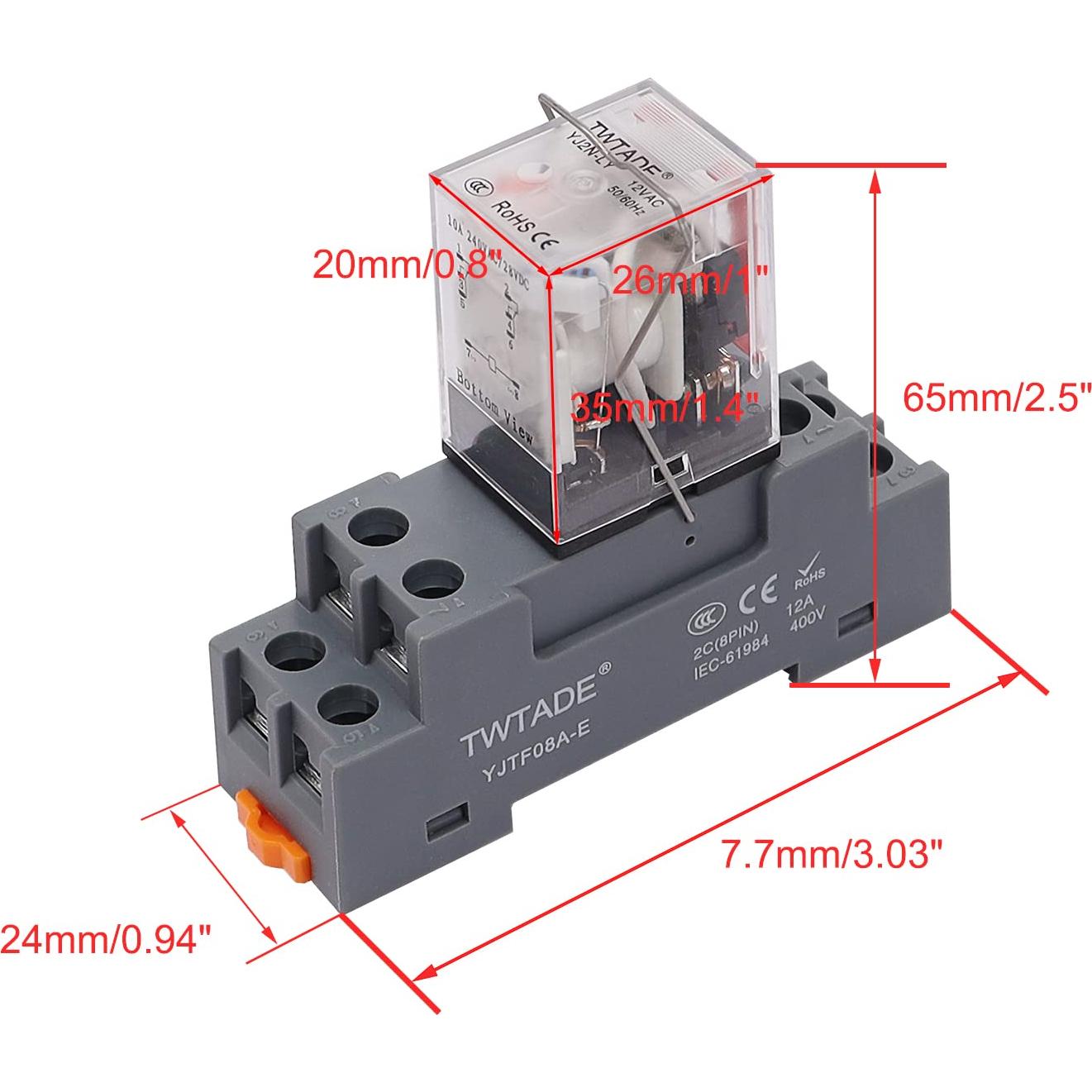 Relé Electromagnético TWTADE YJ2N-LY 10A AC 110V 8 Pines DPDT