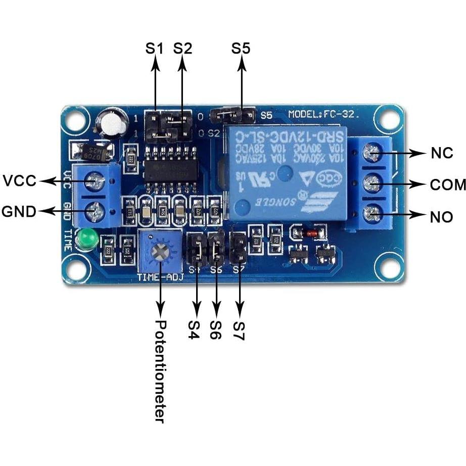 Módulo de Relé de Tiempo UCTRONICS 12V Ajustable 0.1s-1h