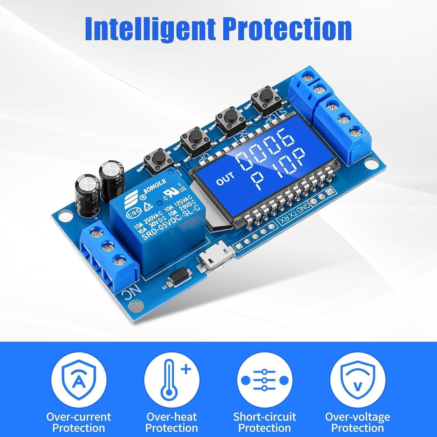 Temporizador Relé YELUFT 2pcs DC 6-30V Ajustable 0.01s-9999min