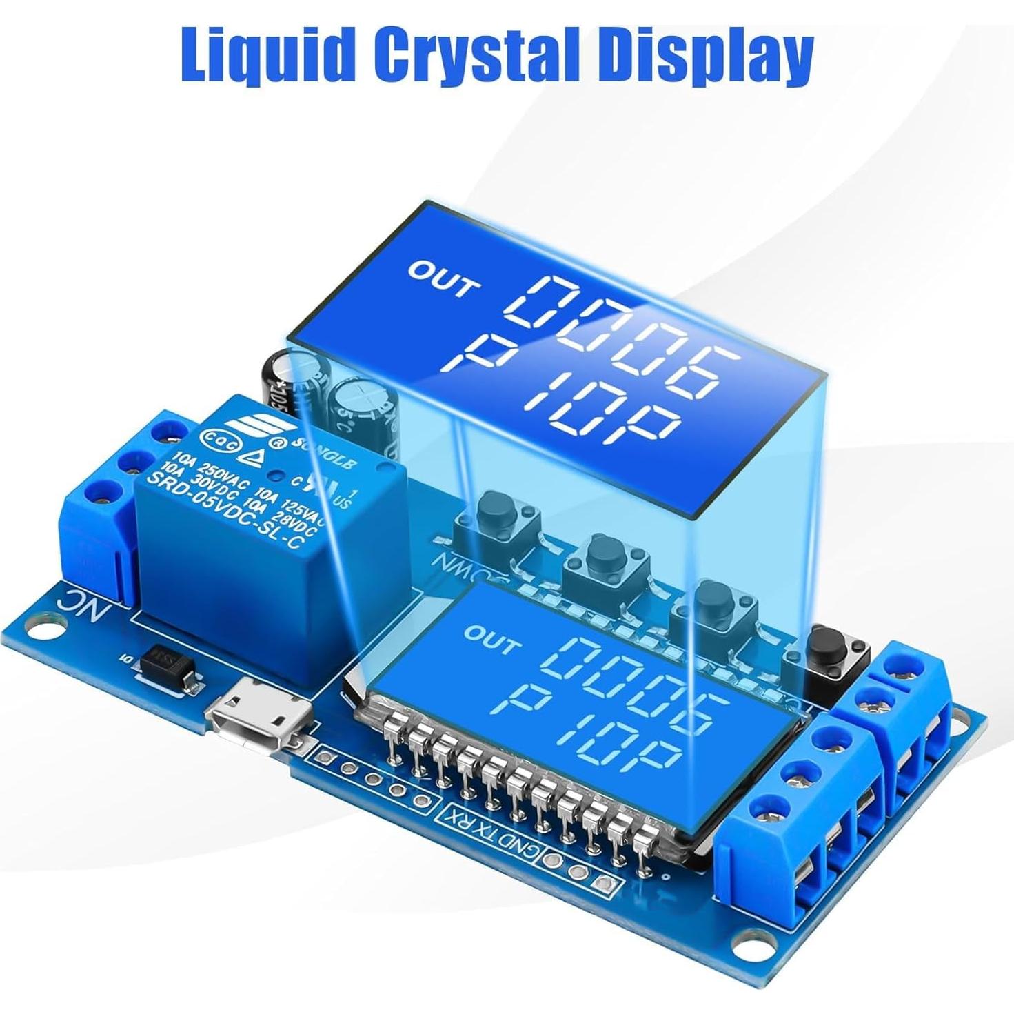 Temporizador Relé YELUFT 2pcs DC 6-30V Ajustable 0.01s-9999min