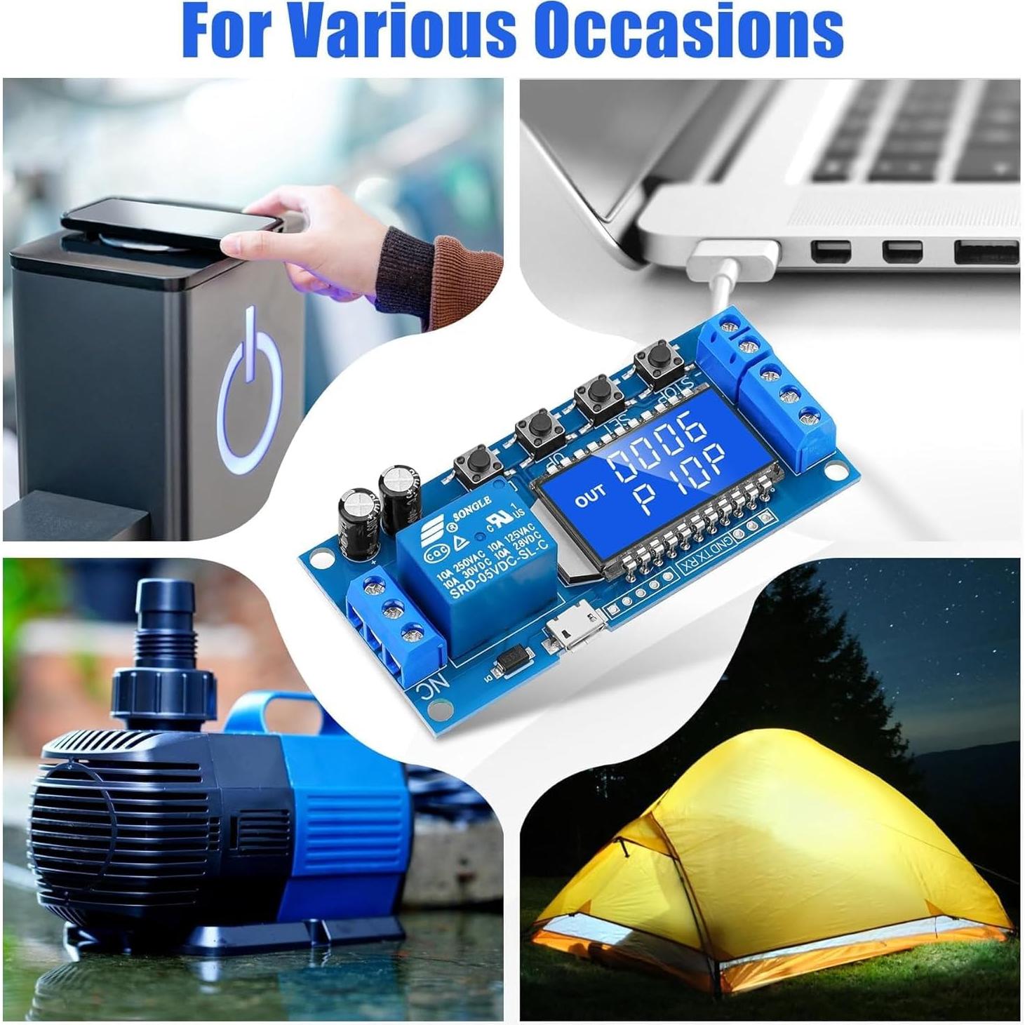 Temporizador Relé YELUFT 2pcs DC 6-30V Ajustable 0.01s-9999min