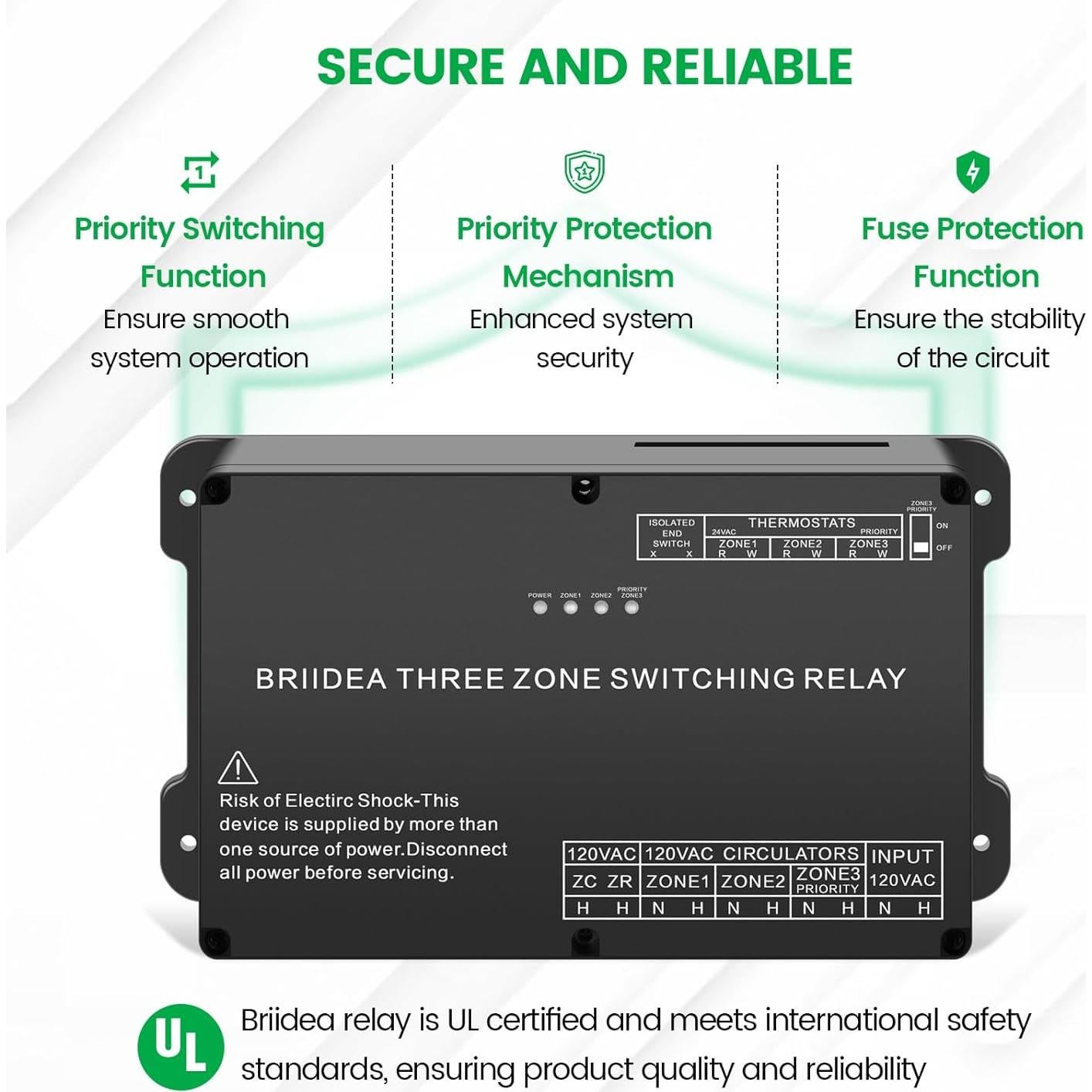 Relé de Conmutación de Tres Zonas Briidea para Calefacción Hidráulica