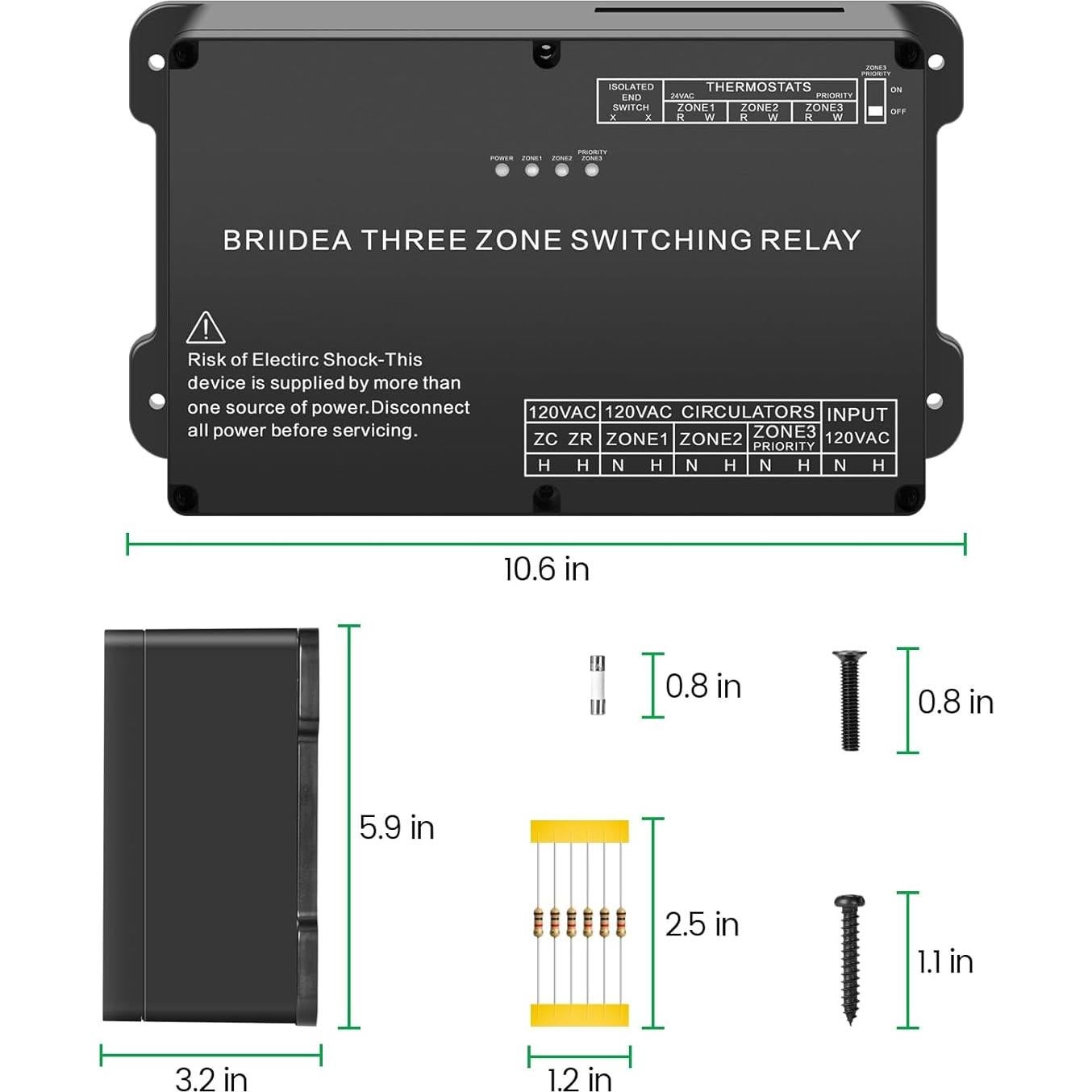 Relé de Conmutación de Tres Zonas Briidea para Calefacción Hidráulica