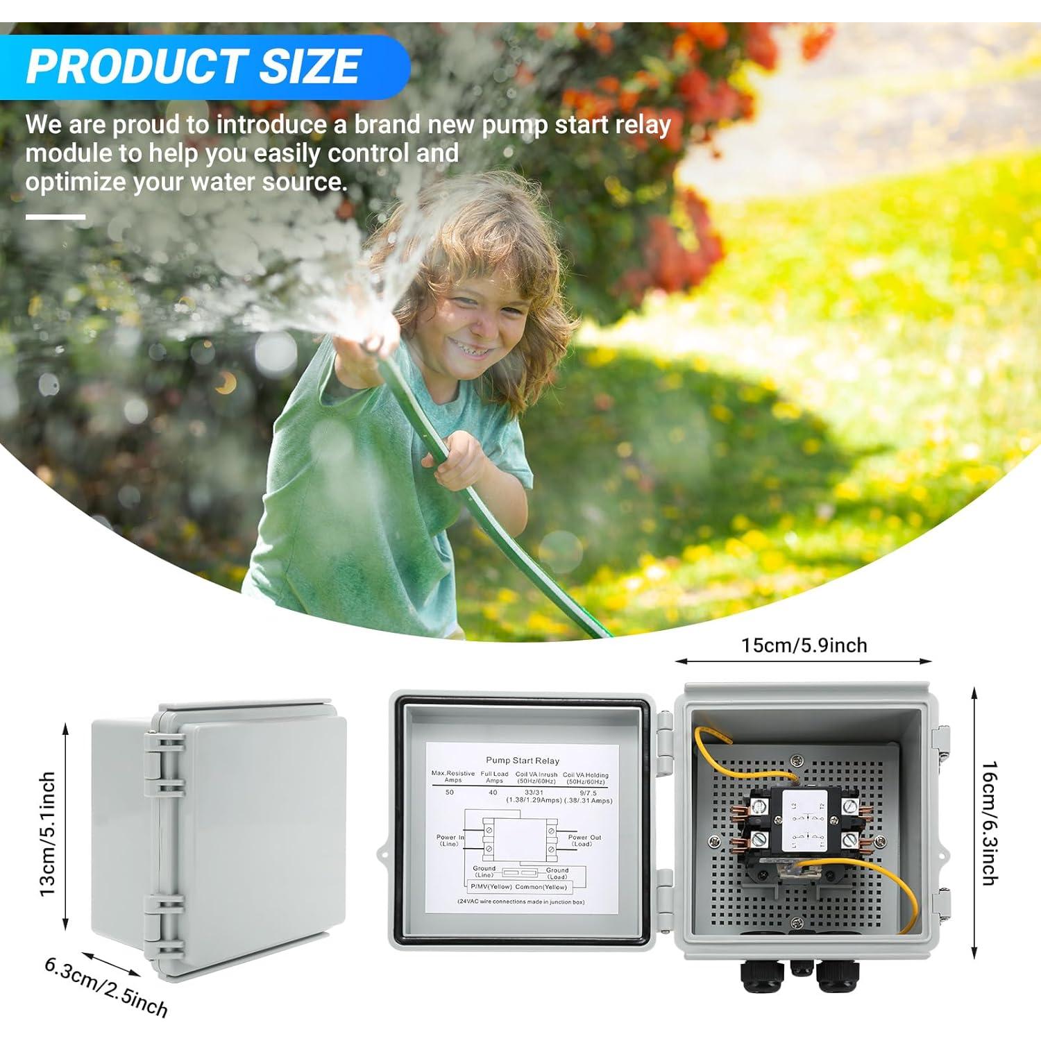 Bomba de Riego Briidea BR-136, Relé 24V 5HP, Impermeable