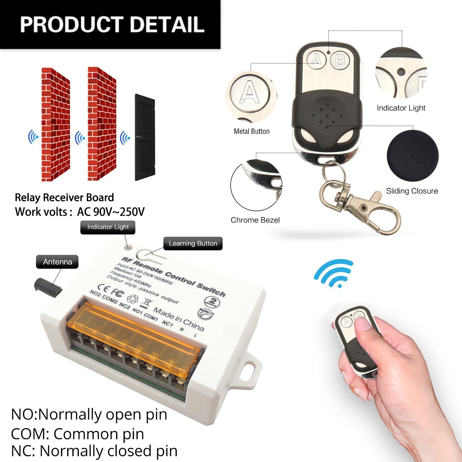 Interruptor Control Remoto Inalámbrico DieseRC 2 Canales 10A