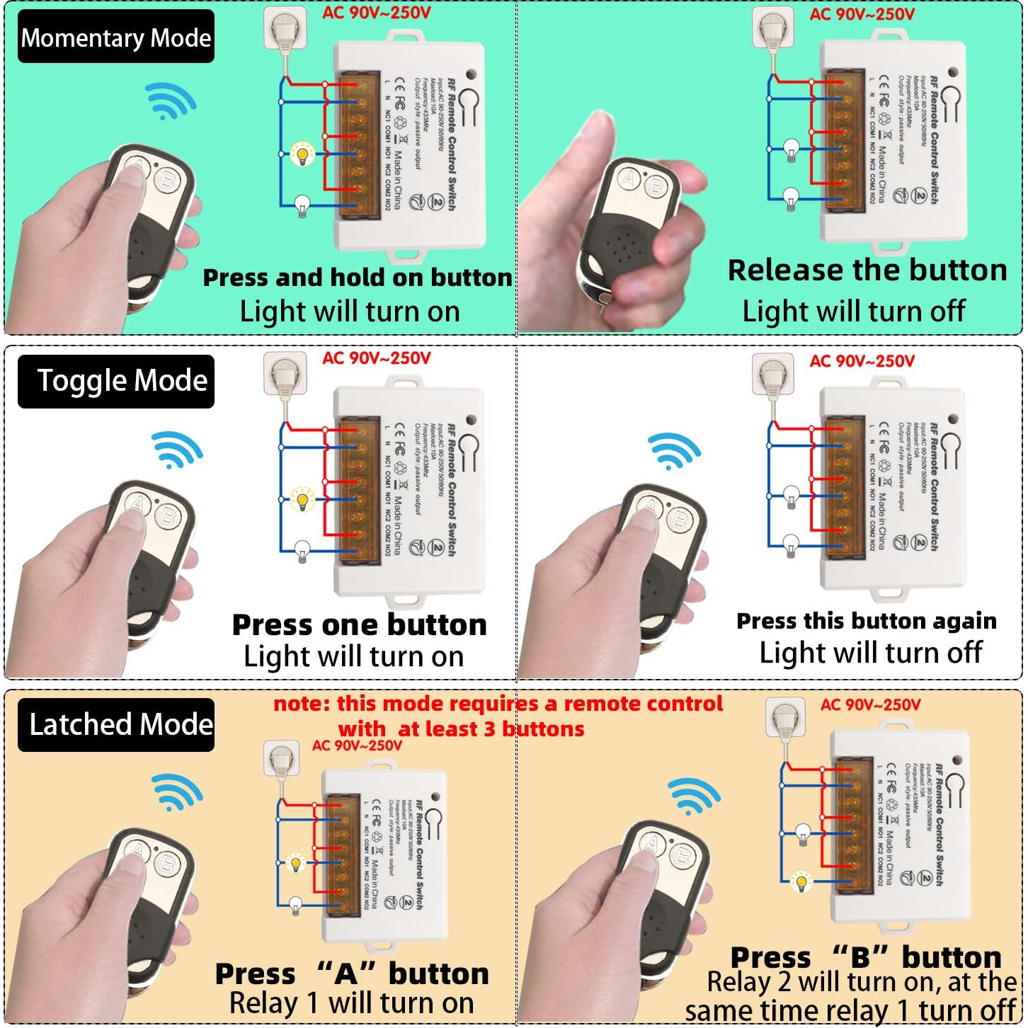 Interruptor Control Remoto Inalámbrico DieseRC 2 Canales 10A