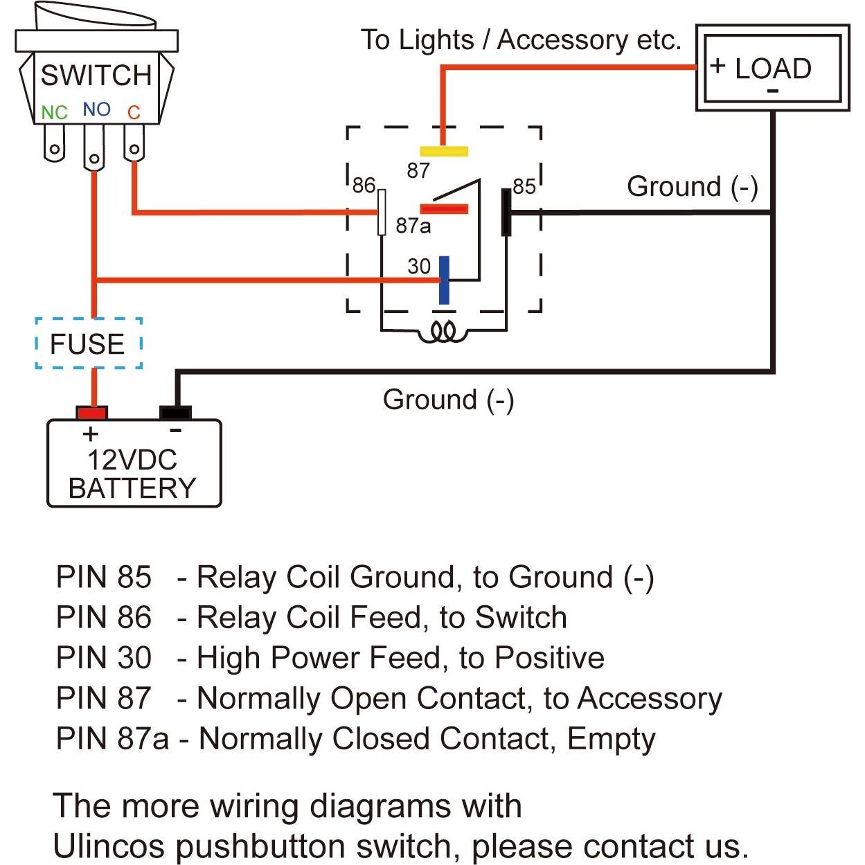 Relé Automotriz Ulincos U1914 30/40A con Arnés 14AWG (Paquete de 2)