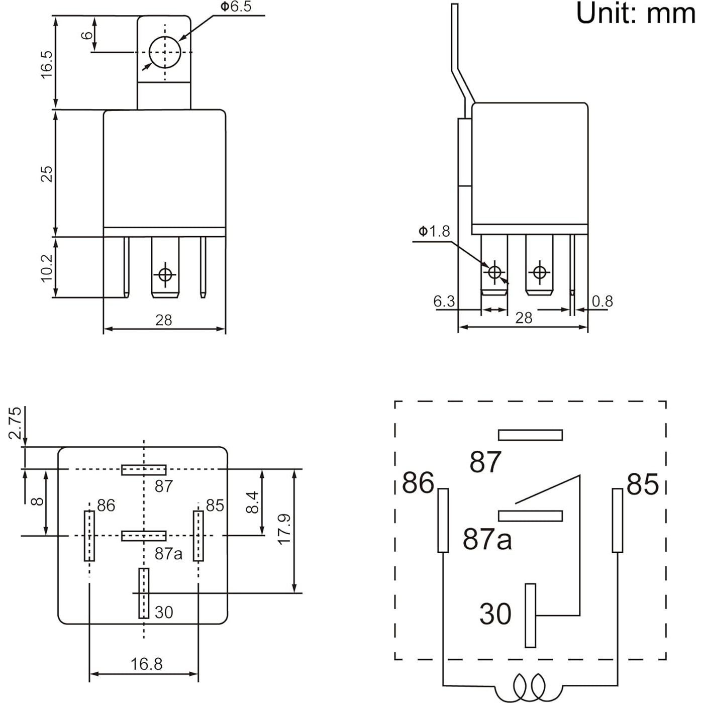 Relé Automotriz Ulincos U1914 30/40A con Arnés 14AWG (Paquete de 2)