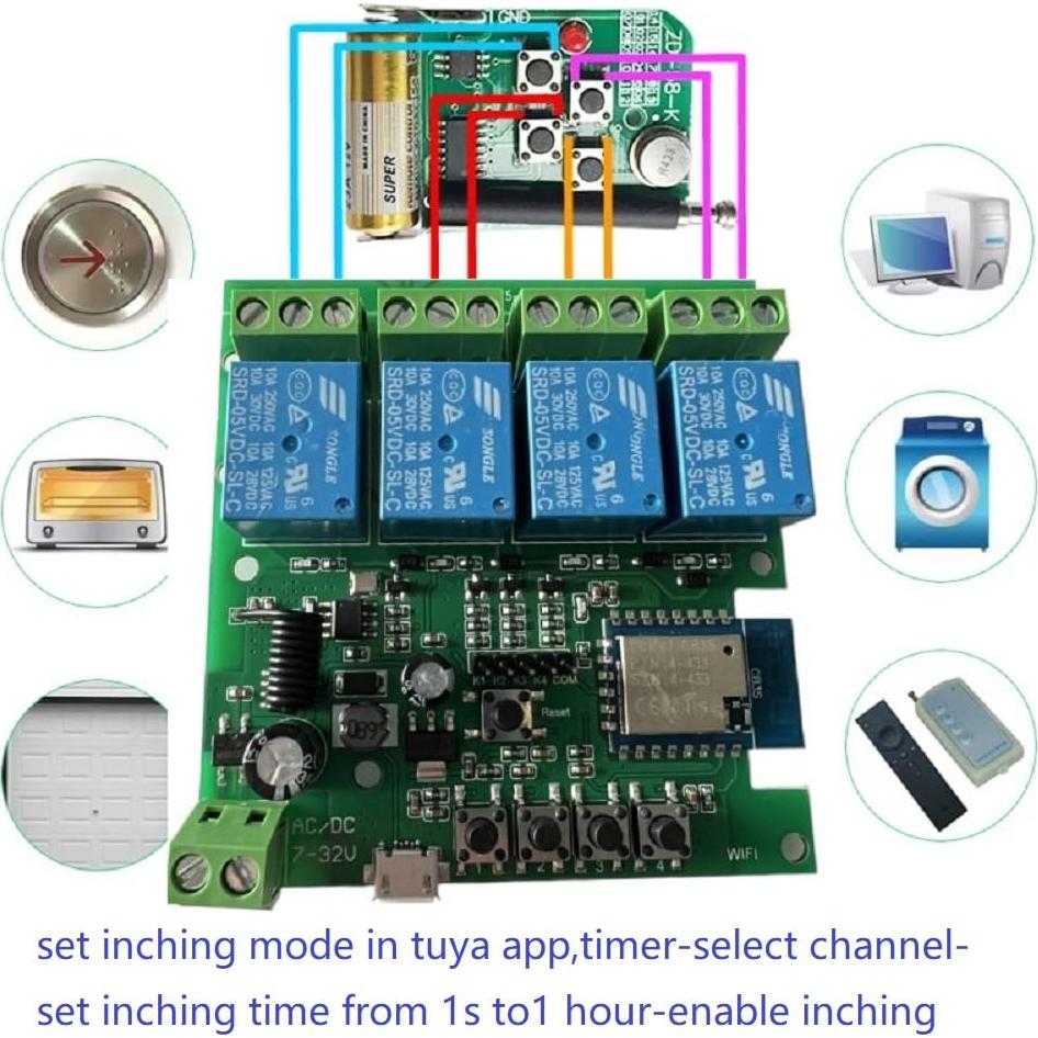 Interruptor Inteligente WiFi MHCOZY 4CH Control Remoto Bluetooth